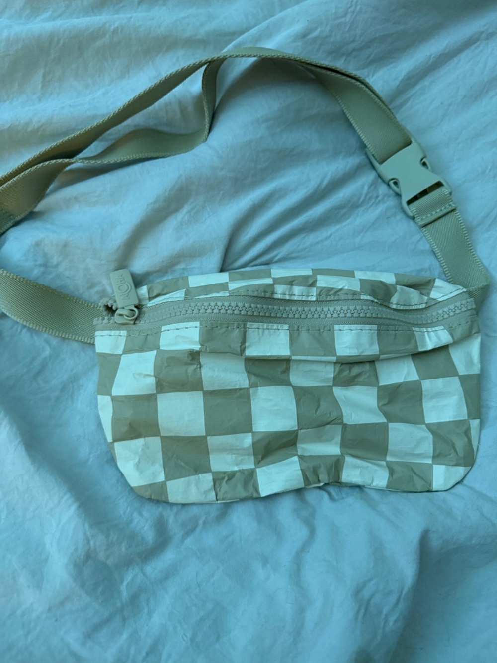 Beige and White Checker Fanny Pack Aloha Brand